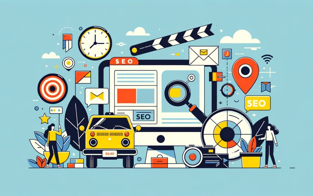 "Illustration en flat design représentative d'un storyboard vidéo professionnel, optimisée pour un article de