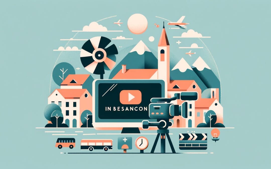 Illustration représentant la présence en ligne optimisée pour un article de blog SEO, flat design.