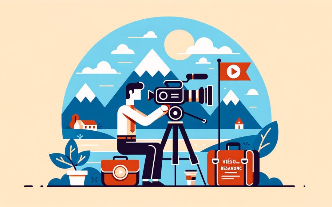 Illustration d'un vidéaste concevant des vidéos promotionnelles, optimisée pour un article de blog